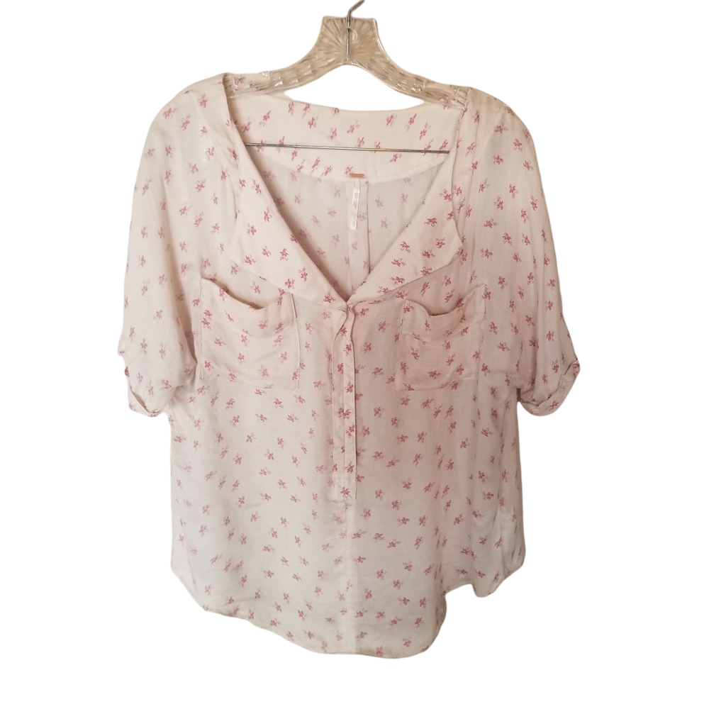 Free People Short Sleeve Blouse Floral S